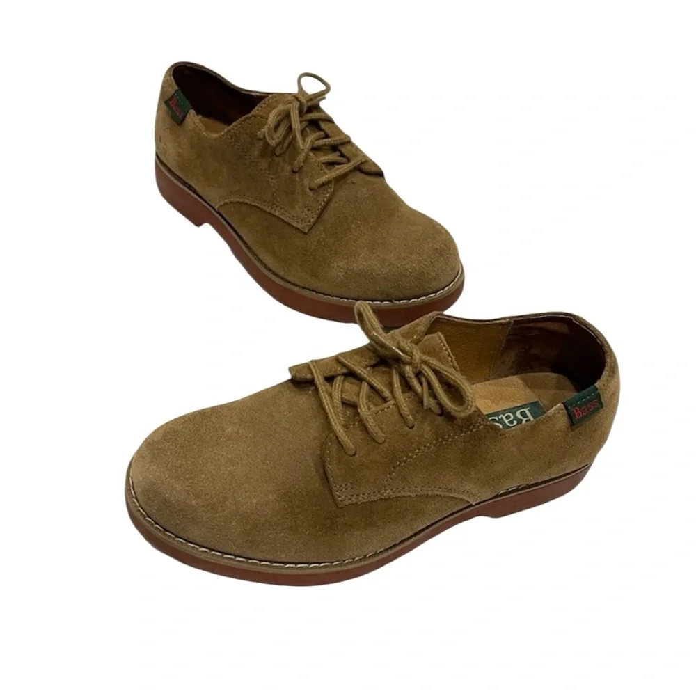 GH Bass Co. Brown Suede Leather Nubuck Lace Up Oxford Shoes Youth Boys Kids 3